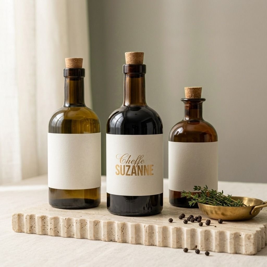 Flacons et condiments fins Cheffe Suzanne